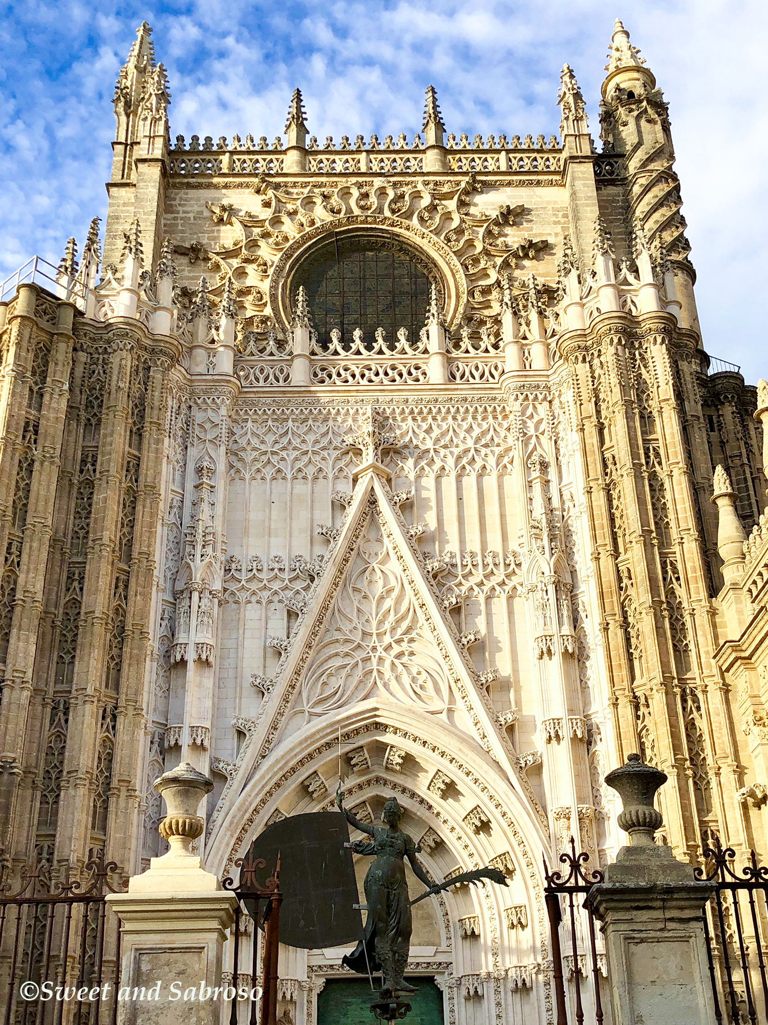 Front view and entrance of the Cathedral of Seville