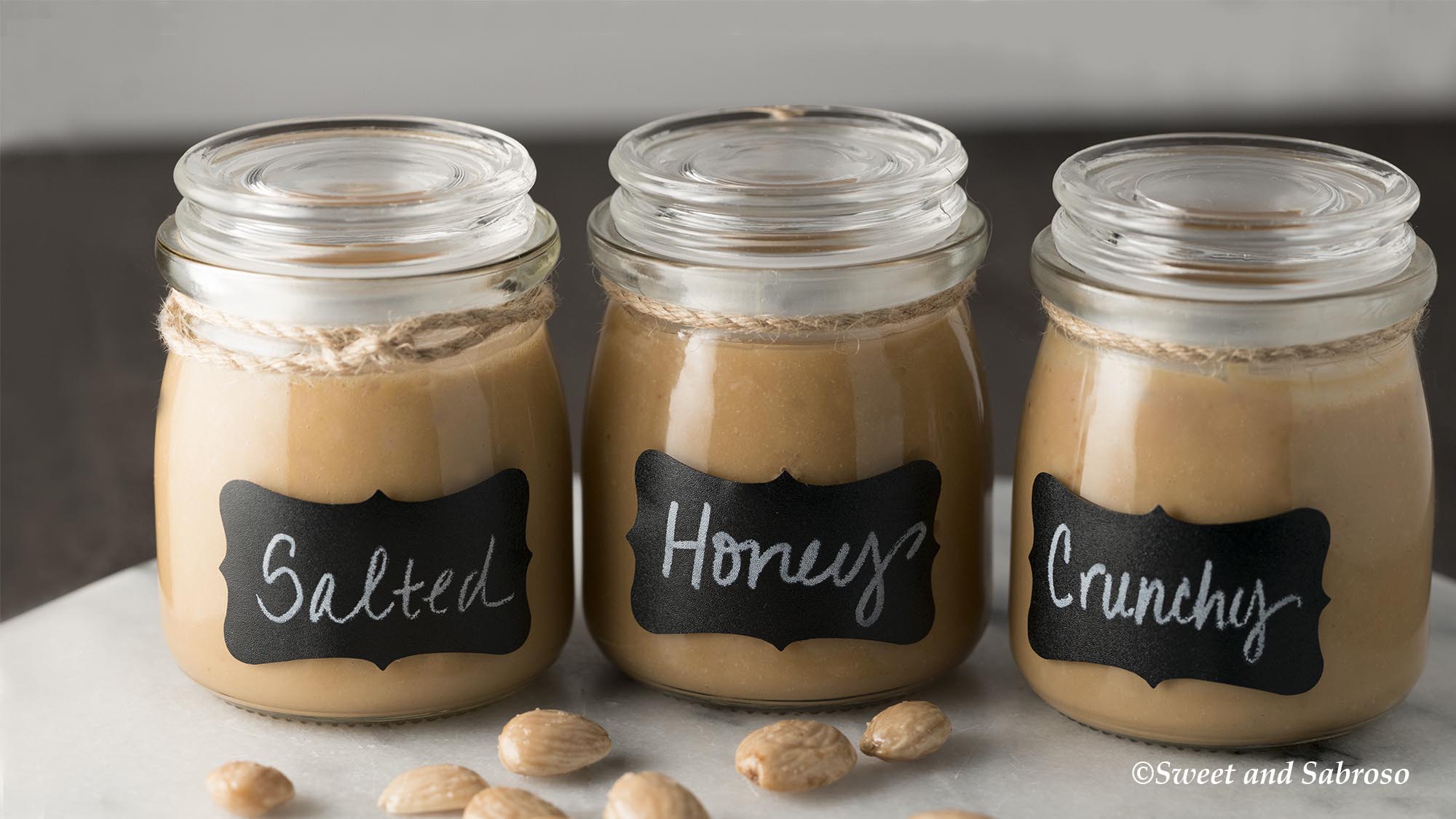 Homemade Marcona Almond Butter Three Ways: Salted, Salted Honey and Crunchy