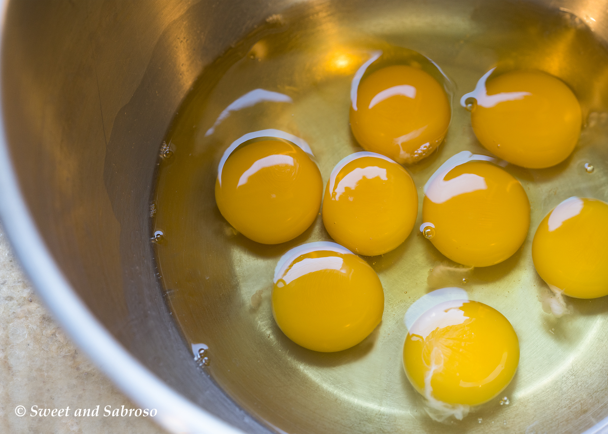 Bowl of Unbeaten Eggs to Make A Tortilla Española (Spanish Omelet)