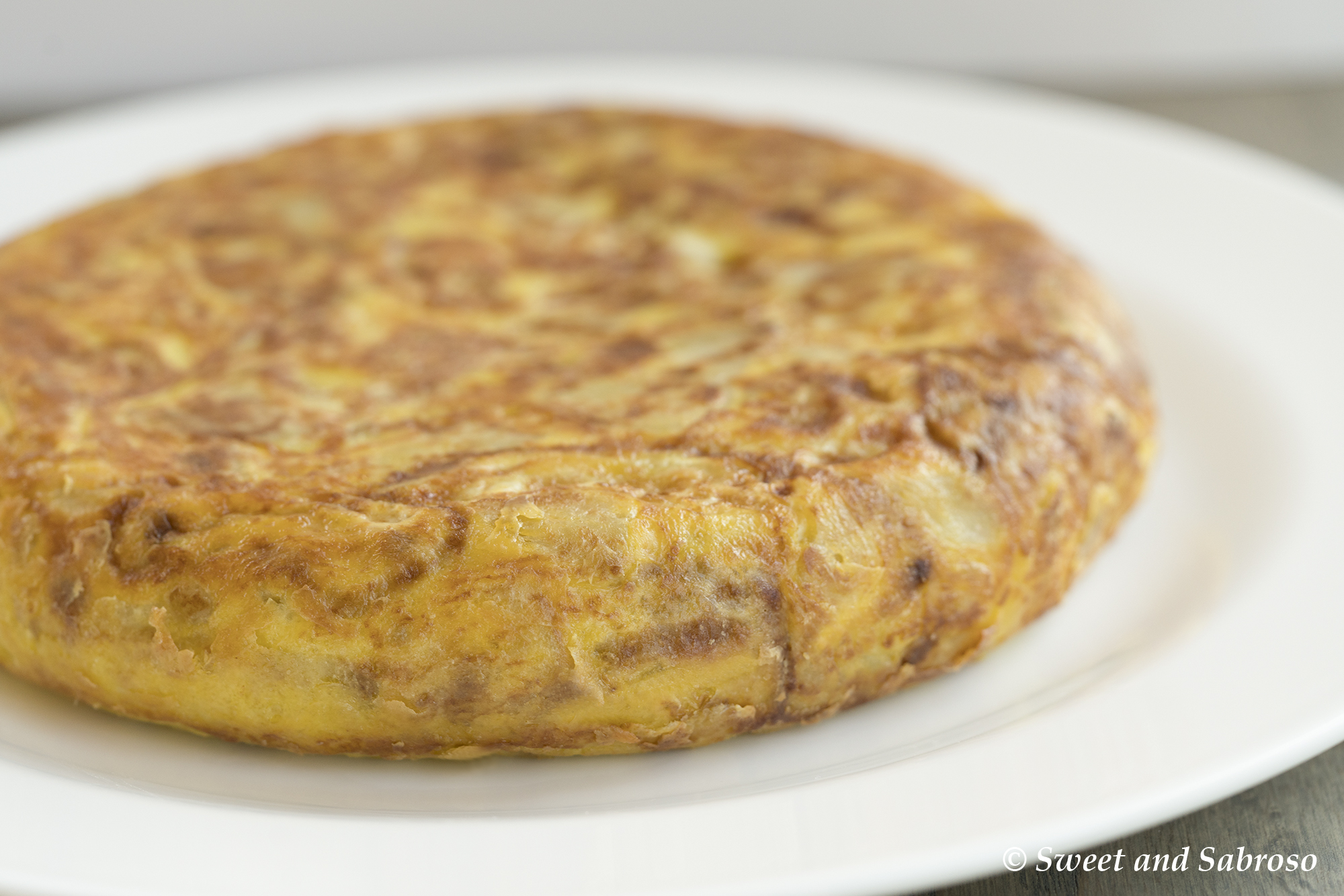 Tortilla Española (Spanish Omelet) Plated on White Plate