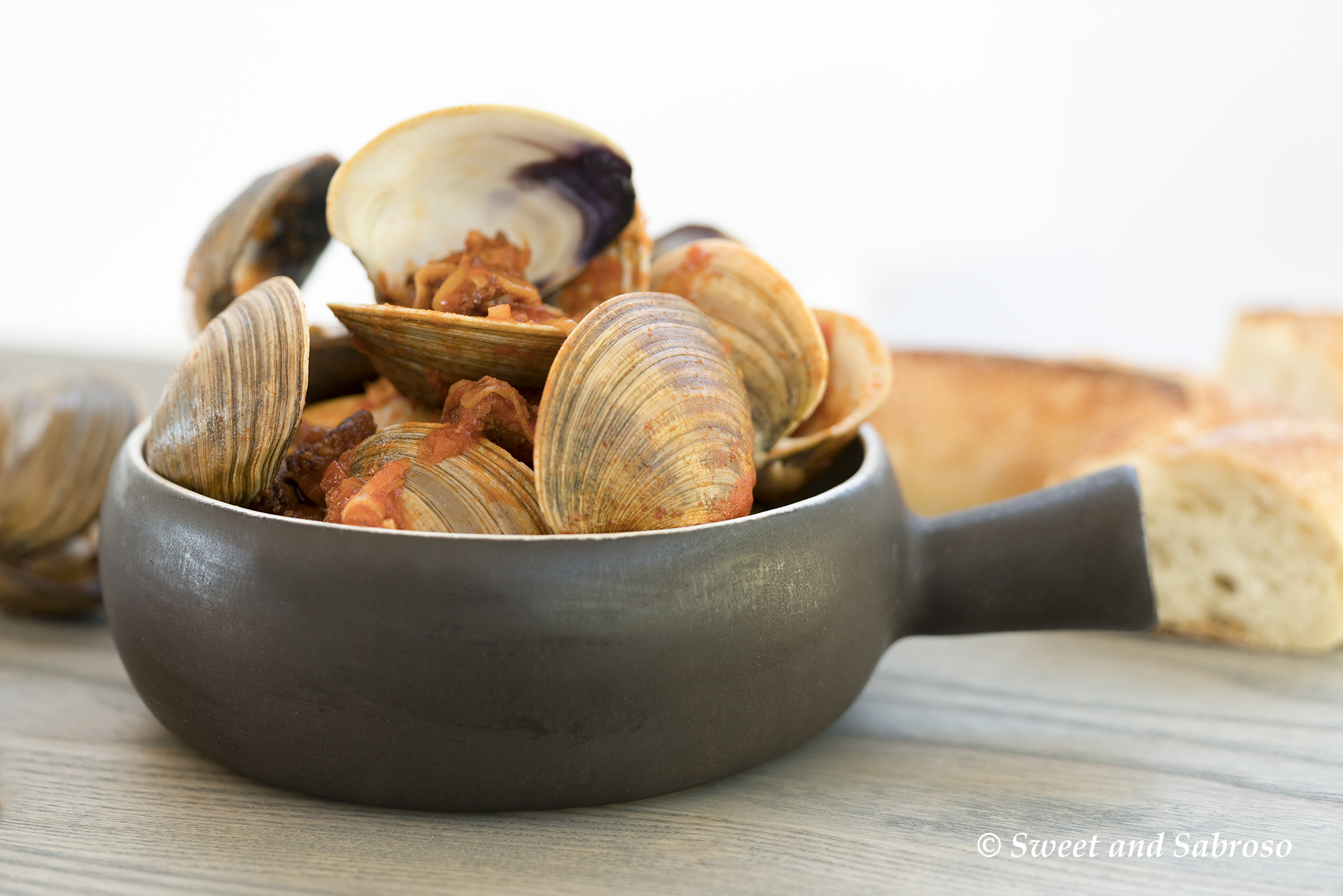 Clams with Chorizo, Leeks, Tomato and White Wine