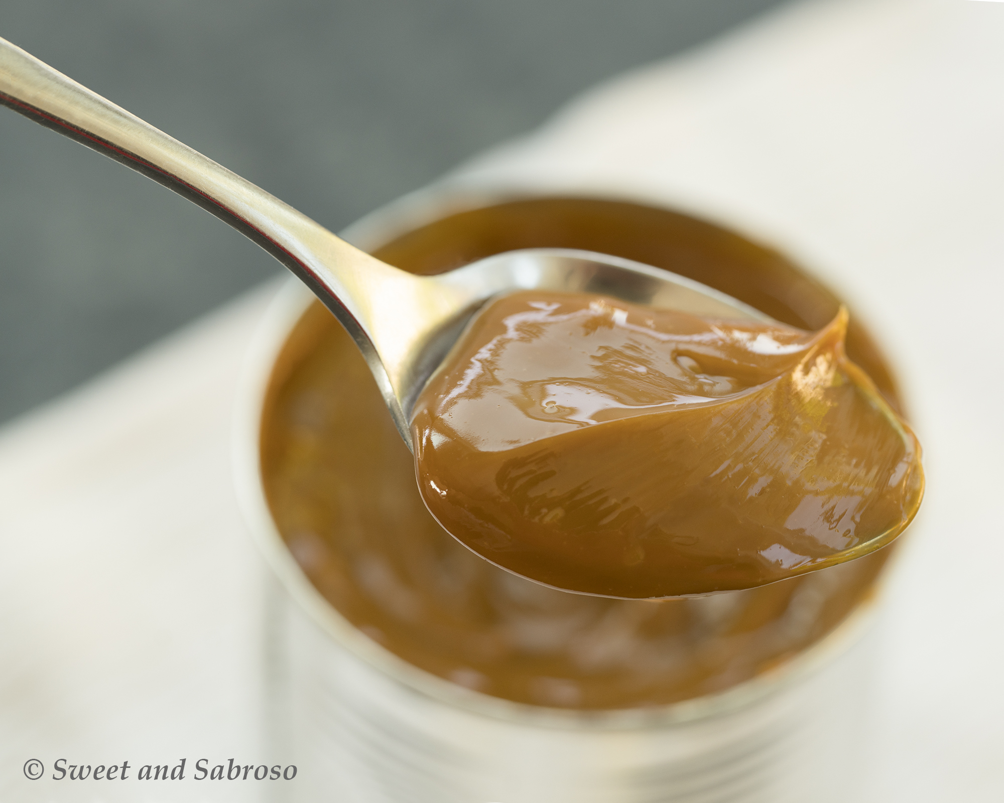 Spoonful of Dulce de Leche (Caramel) from a Can 