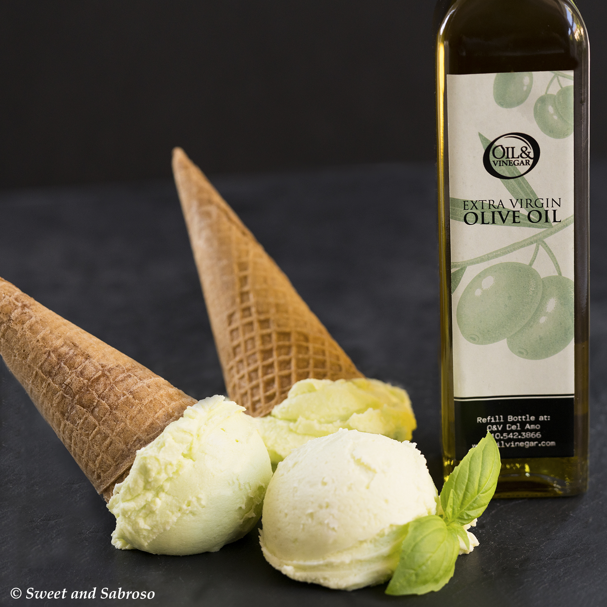 Homemade Basil Olive Oil Ice Cream